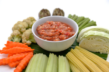 Spicy Chili Paste with vegetables, thai food