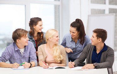 students having discussion at school