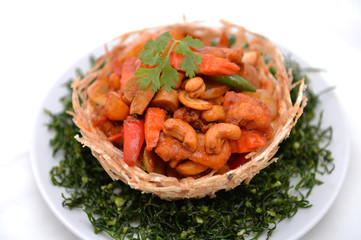 Thai food,stir fired chicken with cashew nuts