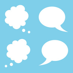 White cartoon speech and thought bubbles