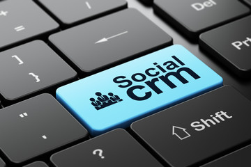 Finance concept: Business Team and Social CRM on keyboard