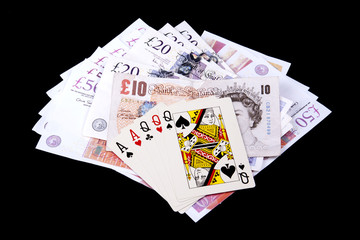 Playing cards and money