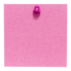 Flat pink square sticky note, with a pink pin