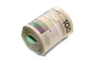 rollled polish banknotes