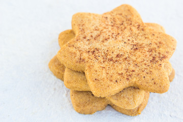 star-shaped shugar cookies close-up on a white background