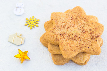 star-shaped shugar cookies close-up on a white background