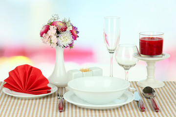 Beautiful table setting for breakfast