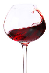 Wineglass with red wine, isolated on white