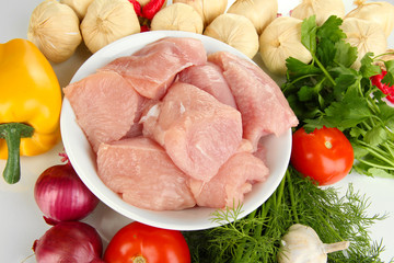Raw turkey meat close up