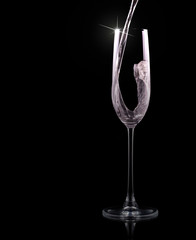champagne glass on black background
