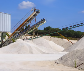 Limestone quarry with modern crushing and screening equipment