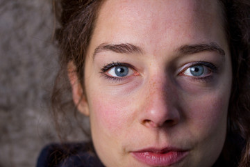 brunette woman eyes close up
