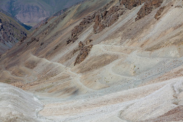 Dangerous serpentine road in Tien Shan mountains