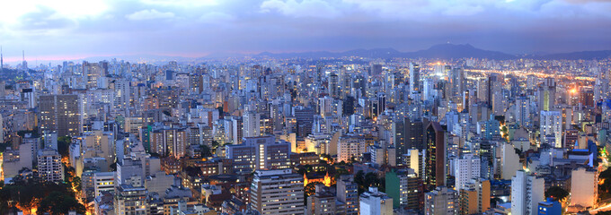 Aerial view of Sao Paulo in the night  time