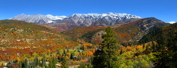 Snow  covered Rocky mountains landscape in Colorado