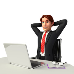 Young business man sitting in office