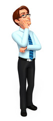 service man with thinking