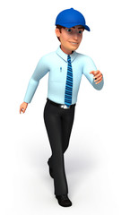 Service man is running