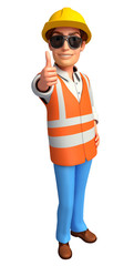 worker with thumbs up