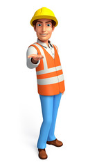 Worker with presentation