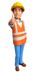 worker with thumbs up