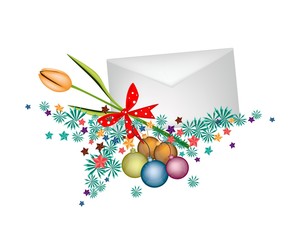 Orange Tulip in Envelope with Christmas Balls