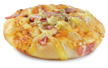 sausage pizza bread isolated on white background