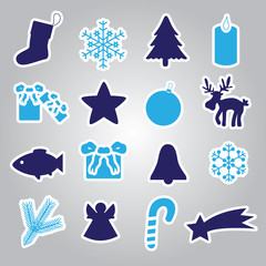 christmas icon stickers collection eps10