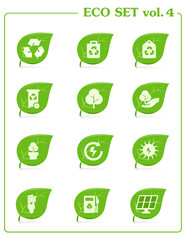 Ecology icon set, v4. Leaf nature icons