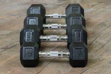 different weight dumbbells