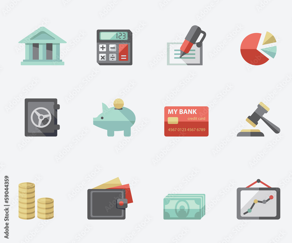 Wall mural finance icons