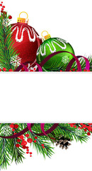 Naklejka na ściany i meble Christmas tree decorations with purple ribbon