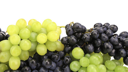 Black and green ripe grapes.
