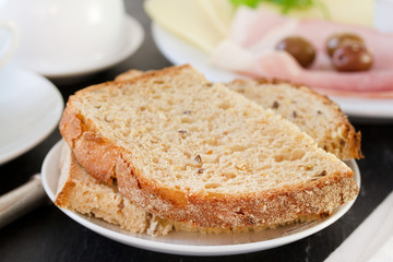 bread on white plate