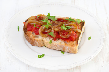 toast with tomato and onion