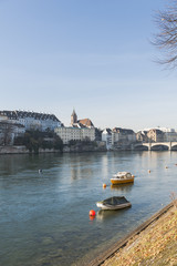 Naklejka premium Basel, Altstadt, Rheinufer, Rhein, Schweiz