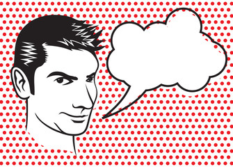 Fashionable male character with speech bubble