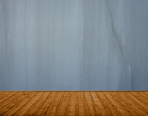 Leerer raum mit Holzboden und Steinwand