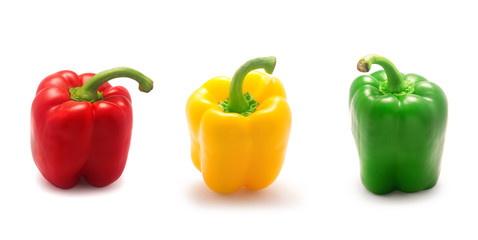 collage of bell pepper isolated on white