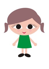 Girl with pigtails wearing green dress