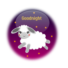 Goodnight button with lamb and stars