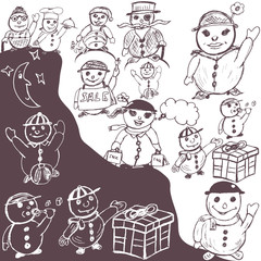 doodle snowman collection