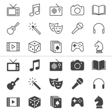 Entertainment thin icons, included normal and enable state.