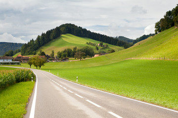 Strada tra i pascoli svizzeri