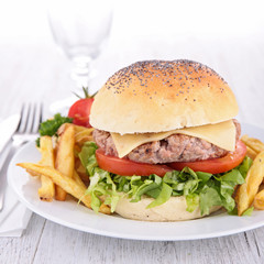 hamburger and french fries