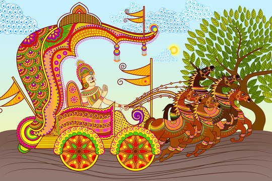 vector illustration of King riding Horse Chariot