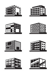 Different facades of buildings - vector illustration