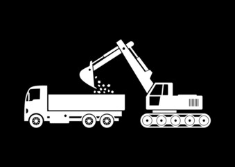 Truck and excavator icon