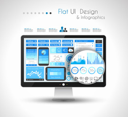 UI Flat Design Elements for Web, Infographics