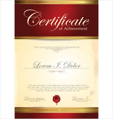 Red and gold Certificate template
